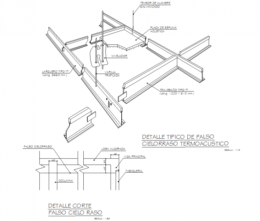 Typical detail false thermoacoustic ceiling section layout file