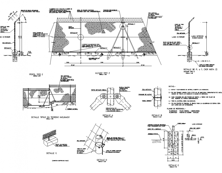 Typical detail in inclined terrenco section dwg file