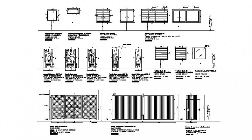 Typical door and window elevation in auto cad