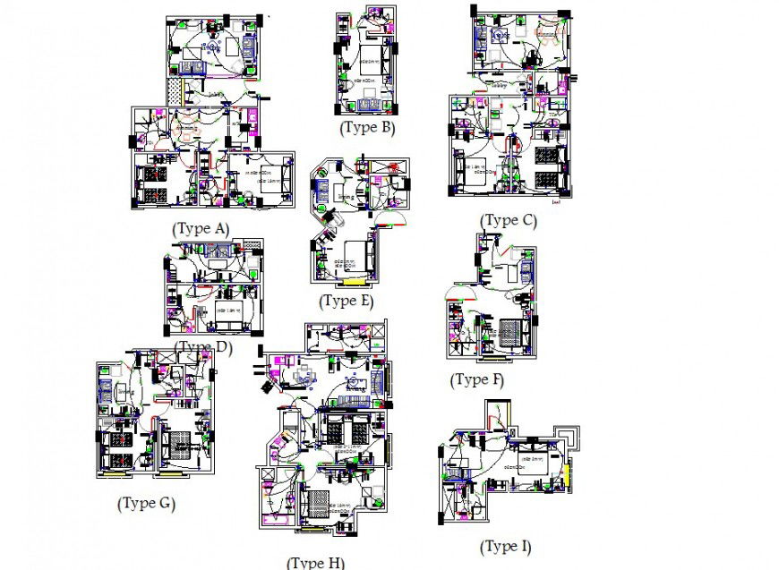 Typical electrical layout of the block building (apartment) in dwg AutoCAD file.