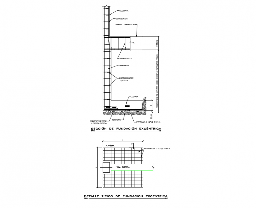 Typical external foundation section cad drawing details dwg file