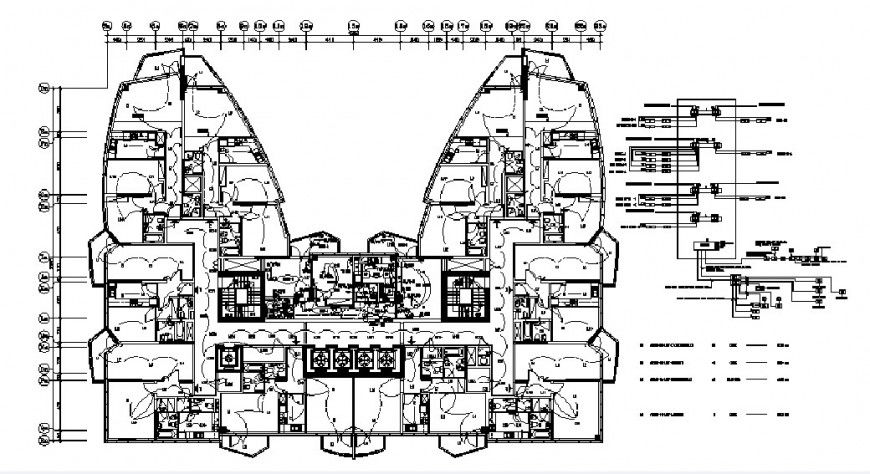 Typical flat second floor layout plan with electric installation cad drawing details 