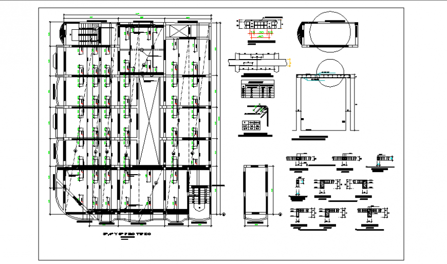 Typical floor Structure design of lodging house design drawing
