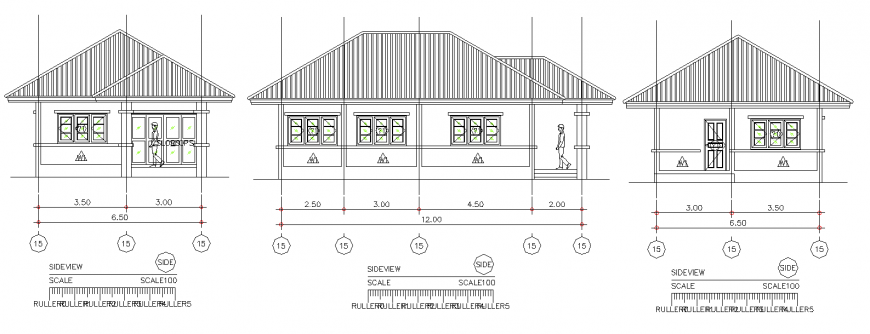 Typical house design elevation in dwg file.