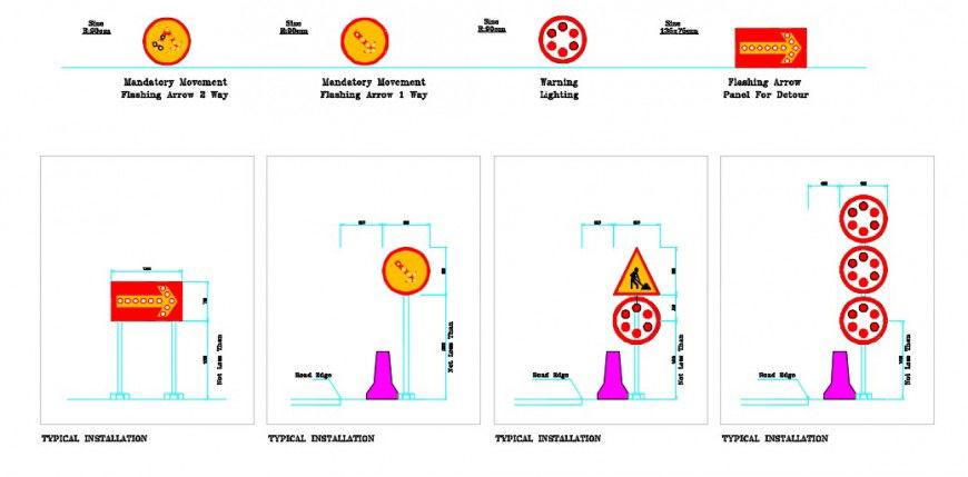 Typical installation of road plan detail dwg file