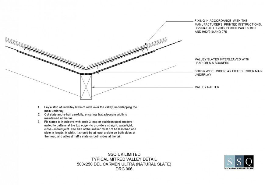 Typical mitred valley detail autocad file