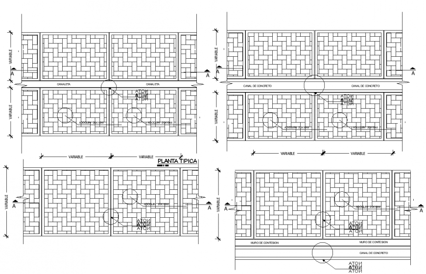 Typical plan detail of Concrete channel elevation dwg file