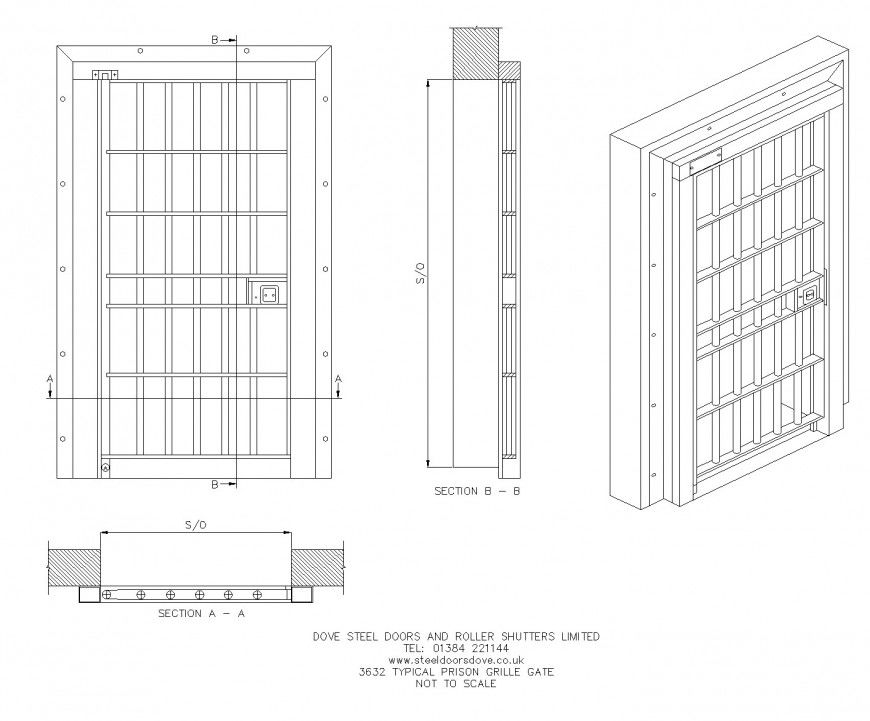 Typical Prison Grille Gate plan layout file