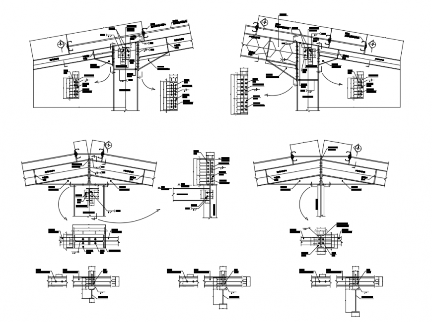 Typical purlin joint plates connection canopy cad drawing details dwg file