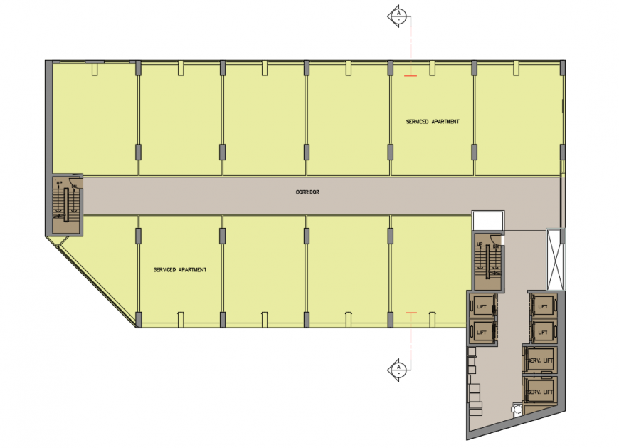 Typical service apartment plan cad drawing details dwg file