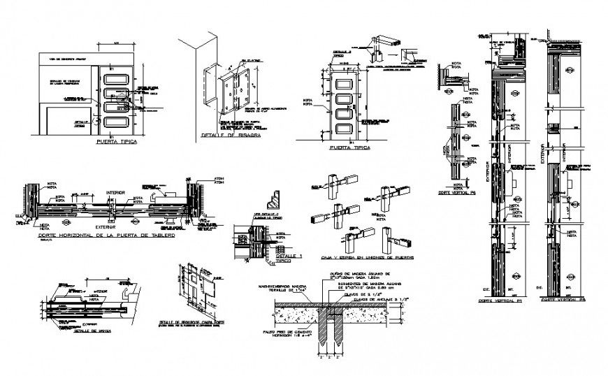 Typical single house doors elevation and installation cad drawing details 