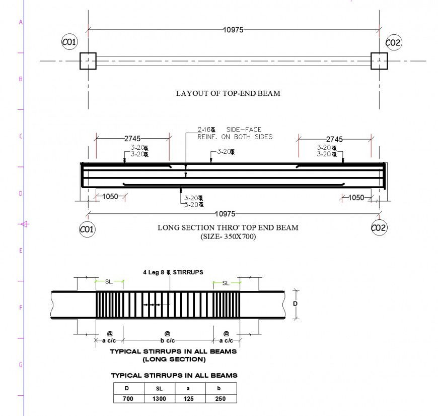 Typical stirrup in all beams dwg file