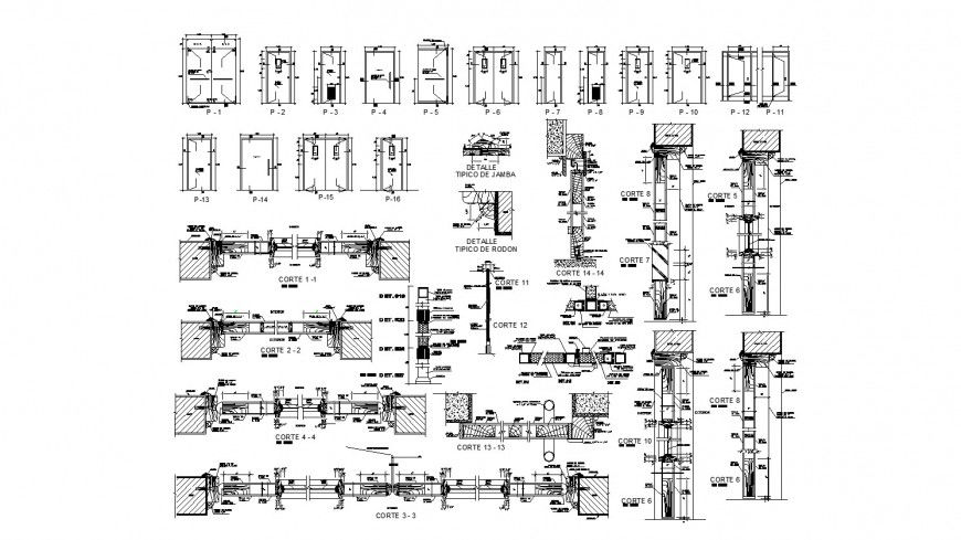 Typical types of door sectional detail drawing in dwg AutoCAD file.