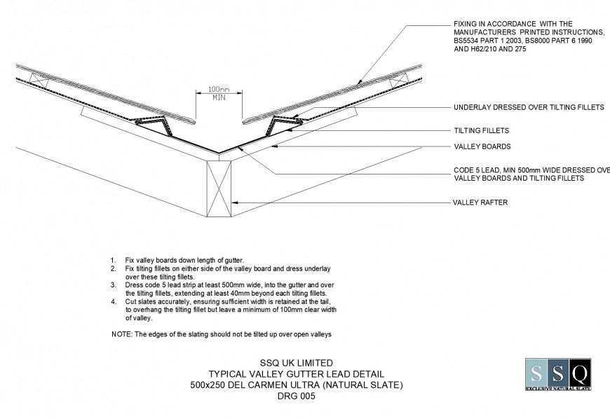 Typical valley gutter lead detail dwg file