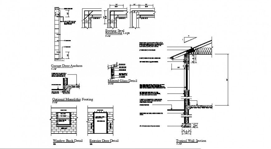 Typical wall section detail drawing of construction units dwg file