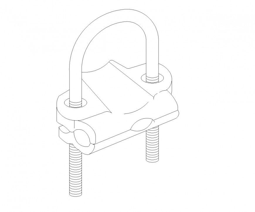U bolt pipe clamp isometric view layout file