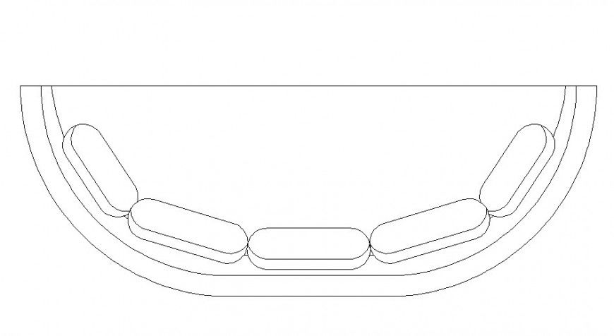 U-Shaped Sofa Set Top View and Elevation CAD Blocks