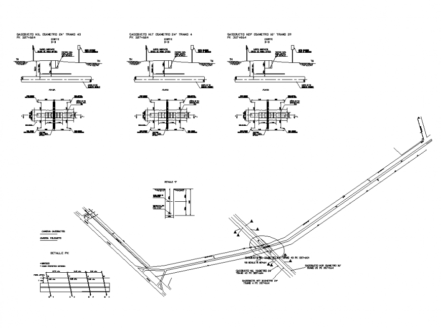 Un-ground sanitary pipe system detail elevation 2d view layout file