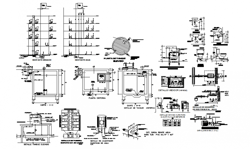 Under ground and overhead water tank drawing in dwg file.