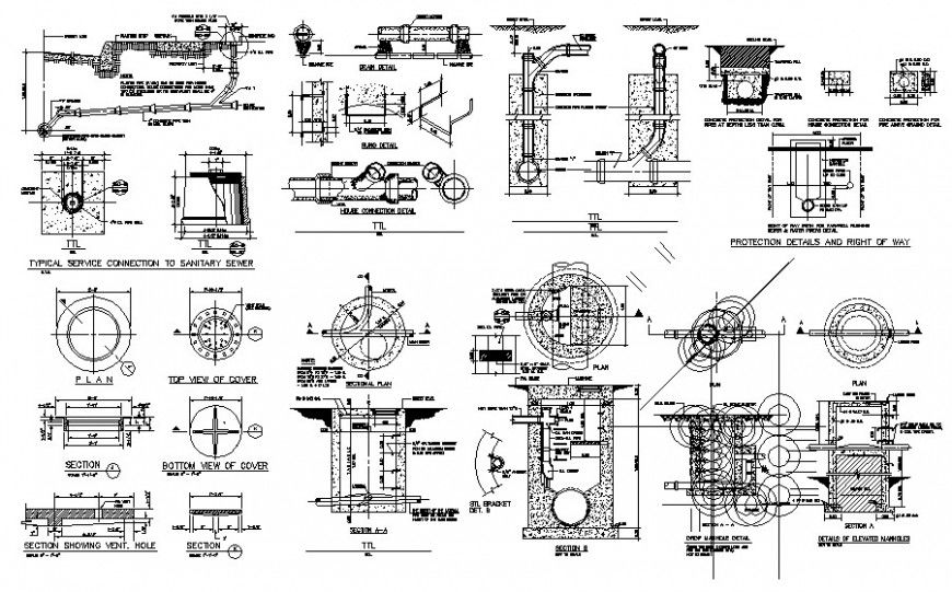 Underground sewer chamber blocks detail in autocad
