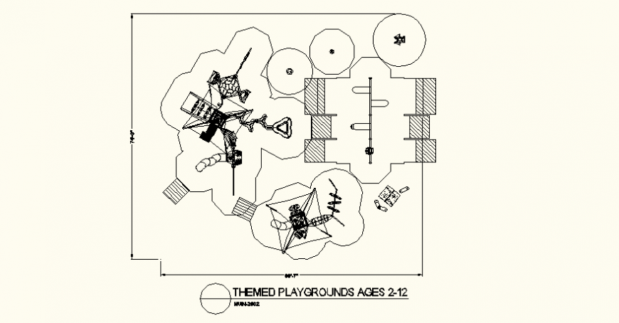 Uneven shape park theme detail plan autocad file