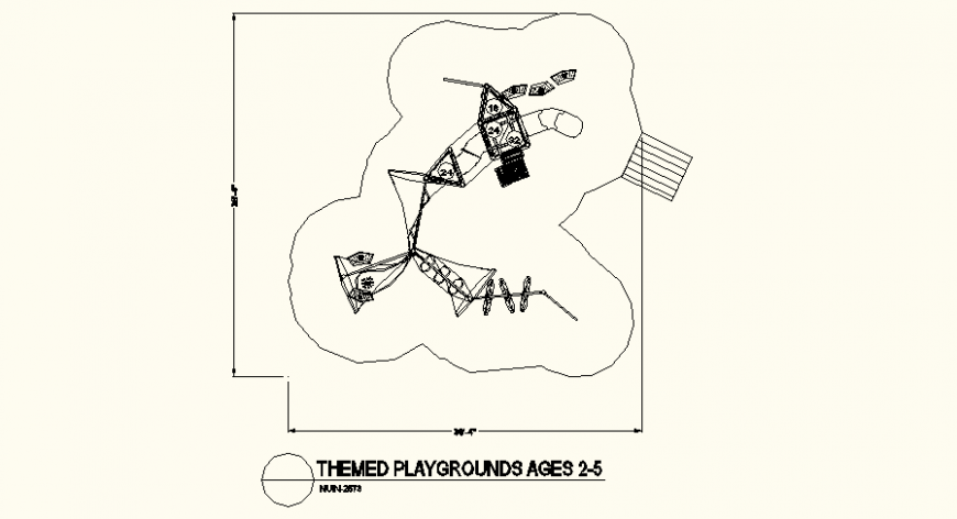 Uneven shape small park detail plan dwg file