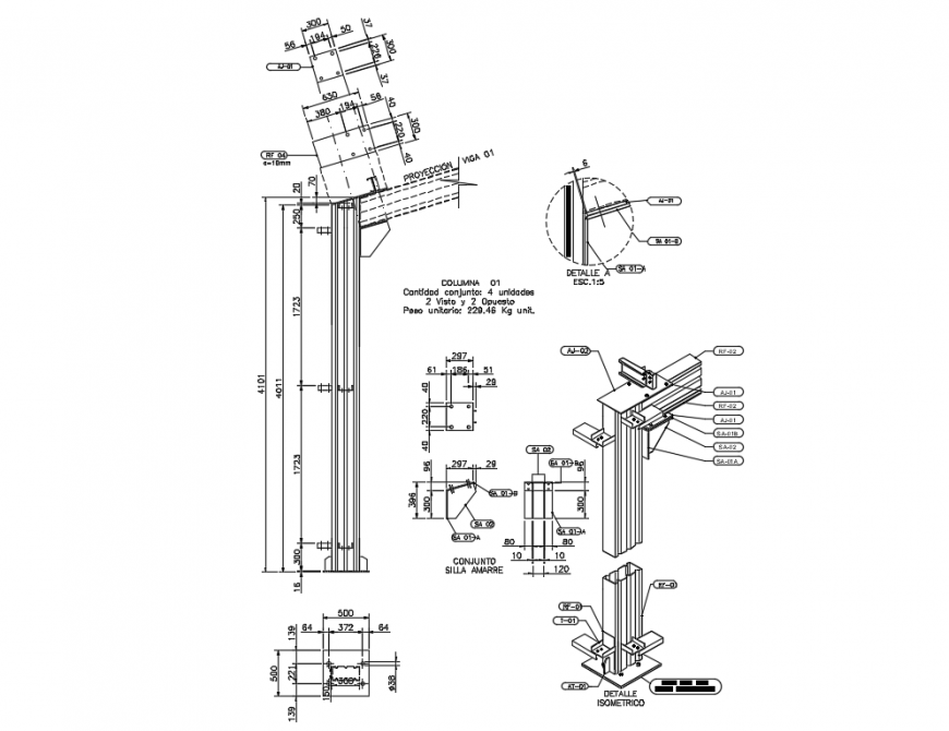 Union tube with costanera installation cad plumbing details dwg file