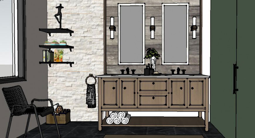 Unique bathroom furniture 3d model cad drawing details skp file