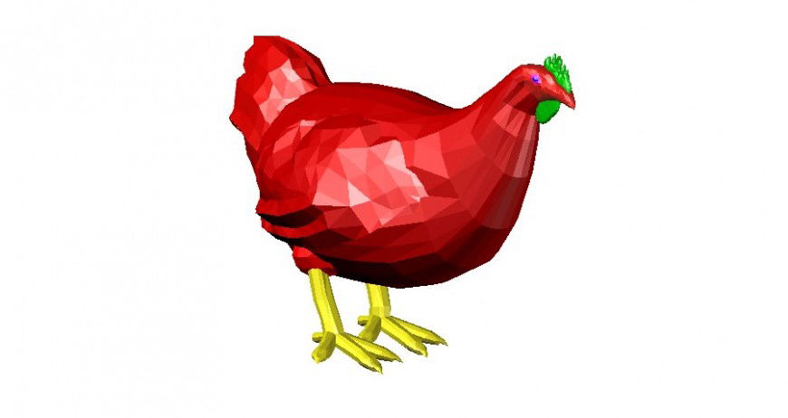 Unique chicken bird 3d elevation block cad drawing details dwg file