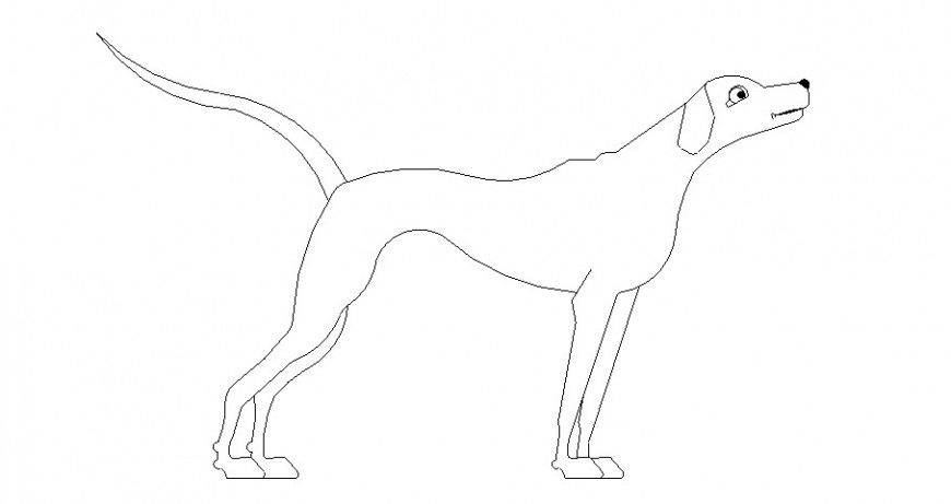 Unique dog side elevation 2d block cad drawing details dwg file