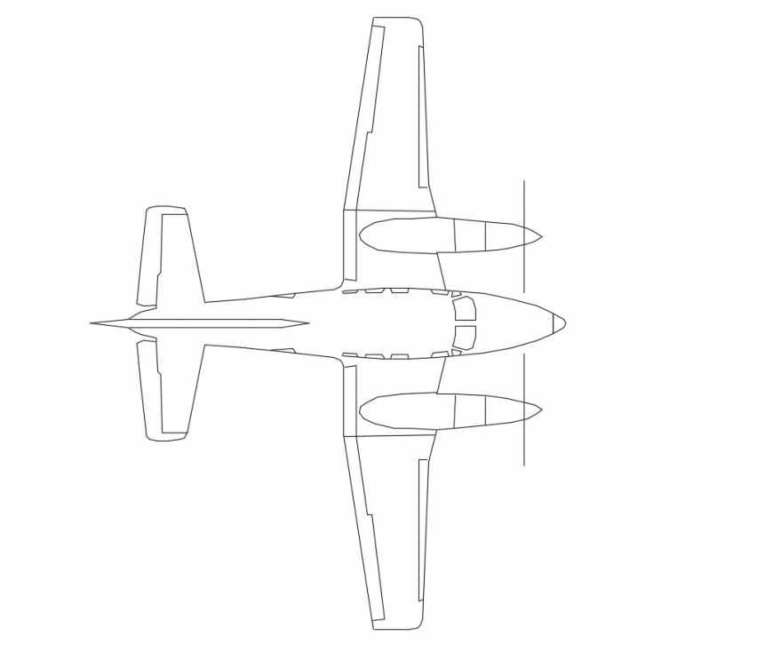 Unique fighter plan top view elevation block cad drawing details dwg file