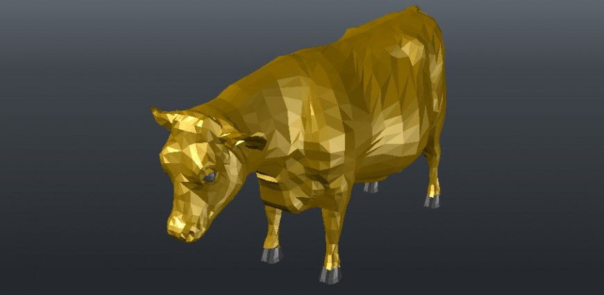 Unique golden cow 3d elevation block cad drawing details dwg file