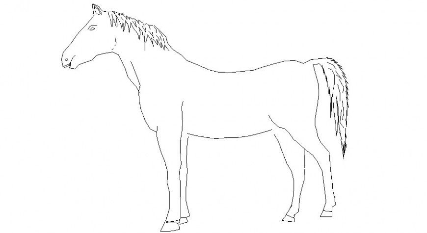 Unique horse side elevation block cad drawing details dwg file