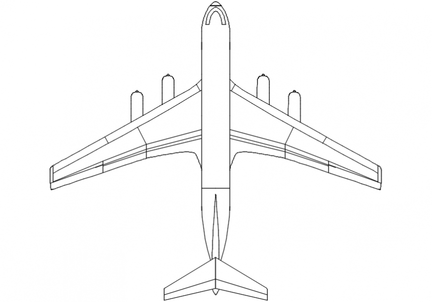 Unique Jet plane top view elevation block drawing details dwg file