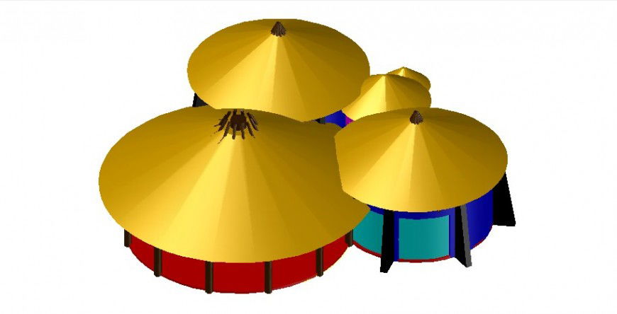 Unique multiple bungalows 3d model cad drawing details dwg file