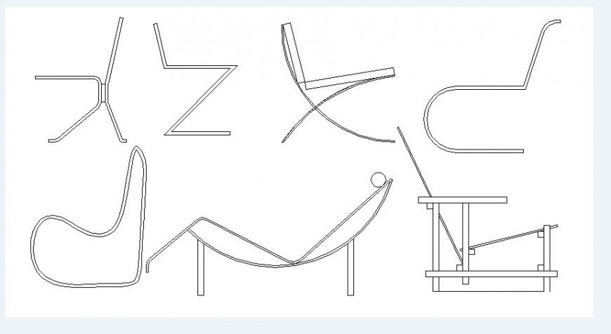 Unique multiple chair figures blocks cad drawing details dwg file