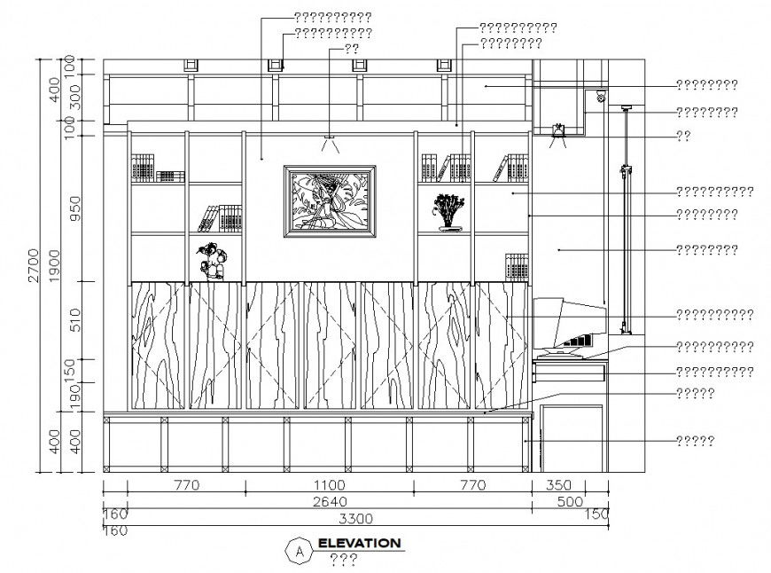 Unique office bookcase cabinet elevation block cad drawing details dwg file