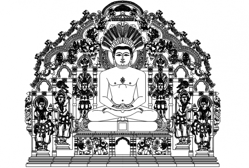 Unique Parikar sculpture elevation block cad drawing details dwg file