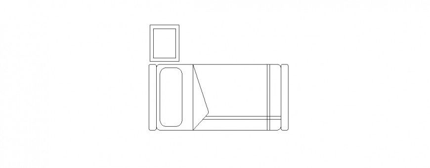 Unique single bed with side table block drawing details dwg file
