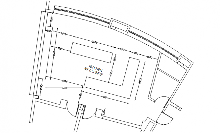 Unique small kitchen layout plan cad drawing details dwg file