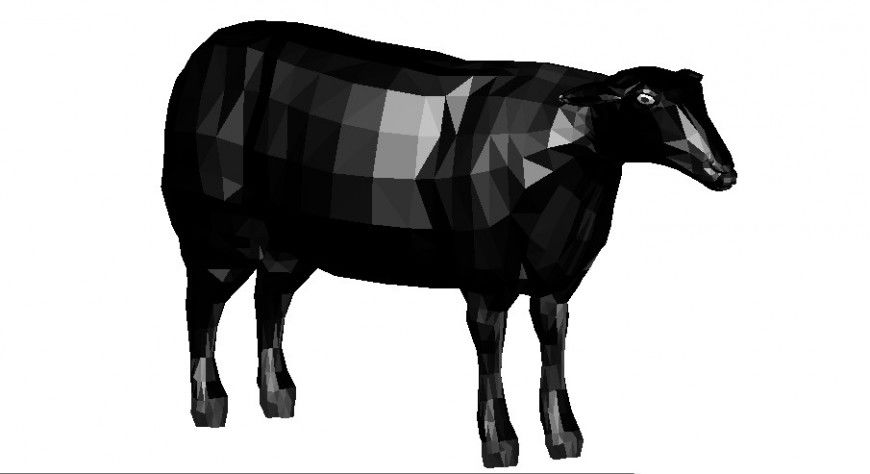 Unique standing buffalo 3d elevation cad drawing details dwg file