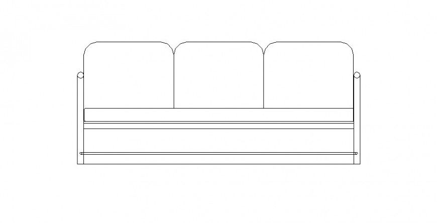Unique Three-Seat Sofa Set Elevation Block DWG Drawing