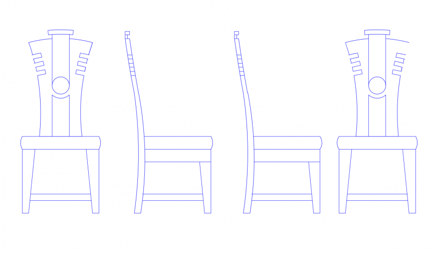 Unique wooden chair elevation blocks cad drawing details dwg file
