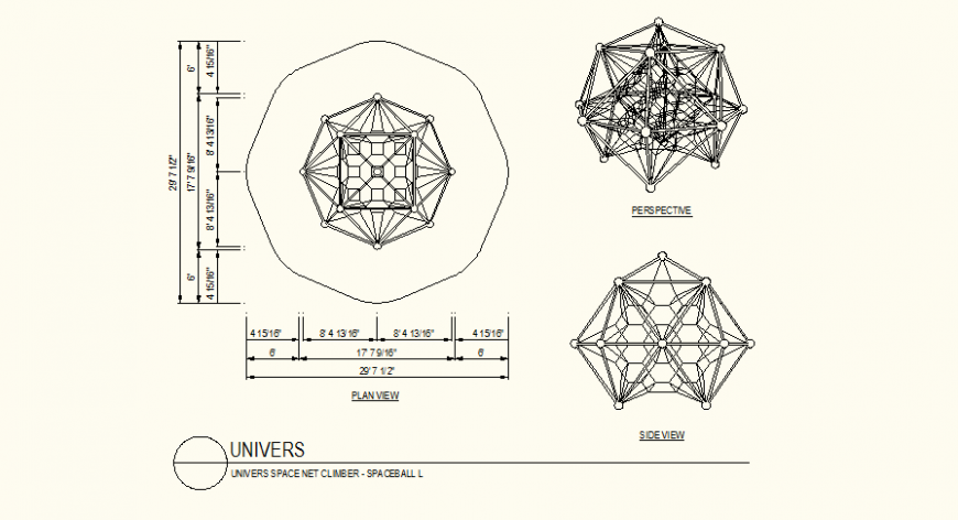 Universe space net climber detail plan and elevation autocad file