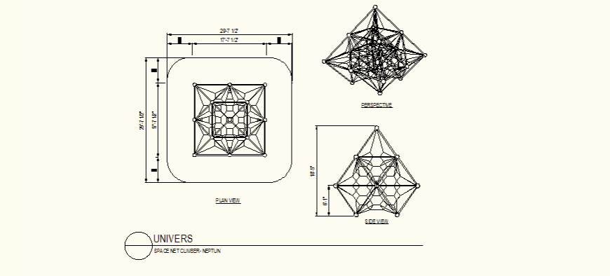Universe space net climber detail plan and elevation dwg file