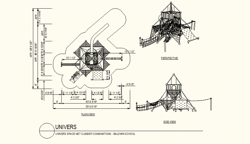 Universe square space net climber combination Baldwin school detail plan layout file