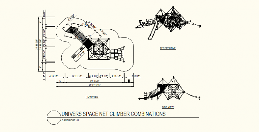 Universe square space net climber combination uneven shape plan dwg file
