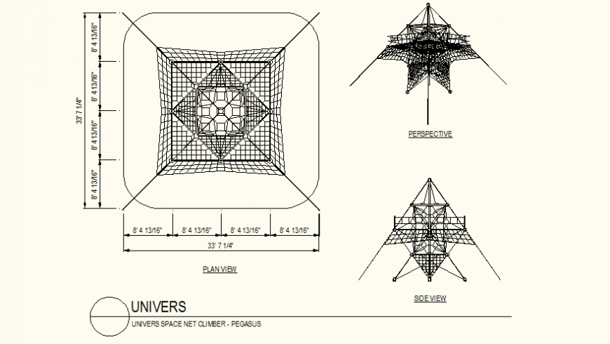 Universe square space net climber detail elevation layout file