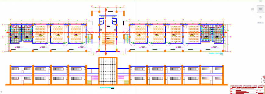 University building working drawing in dwg AutoCAD file.