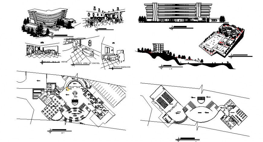 University Hostel Floor Plan Elevation Section Isometric AutoCAD